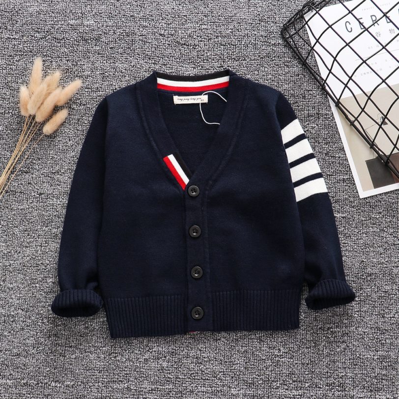 Autumn Baby Boys Sweater Toddler Boys V Neck Jumper Knitwear Long Sleeve Cotton Cardigans Children Clothes