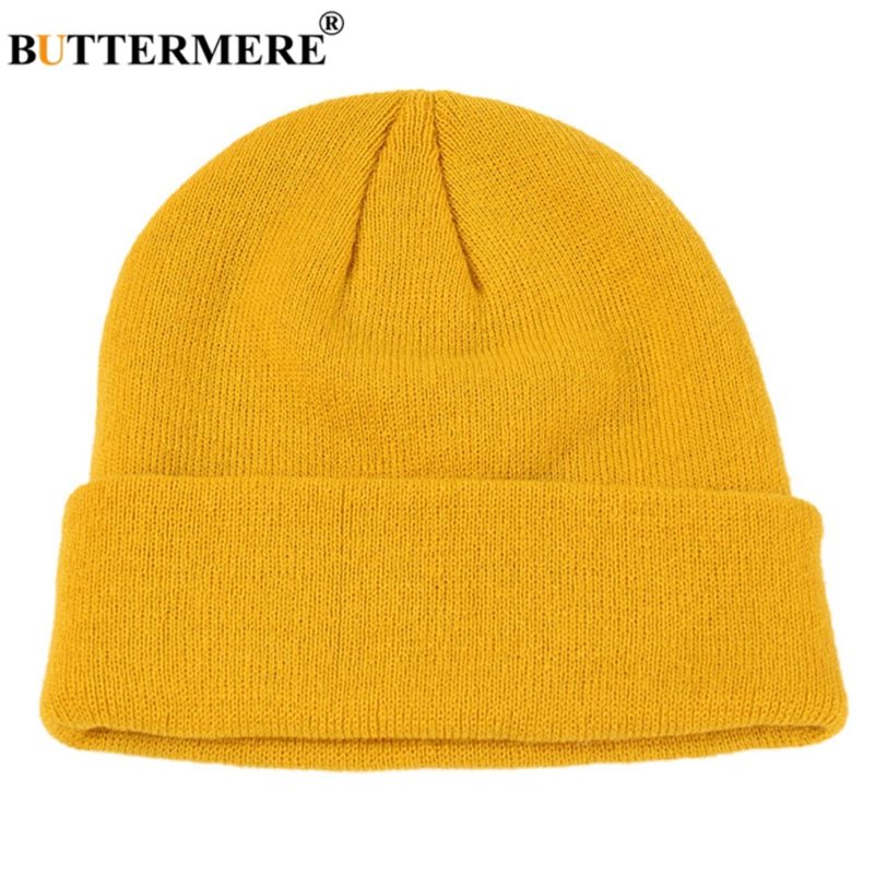 BUTTERMERE Skullies Beanies Winter Cap Men Women Korean Fashion Warm Solid Orange Yellow Red Blue Black Casual Knitted Hat - Image 2