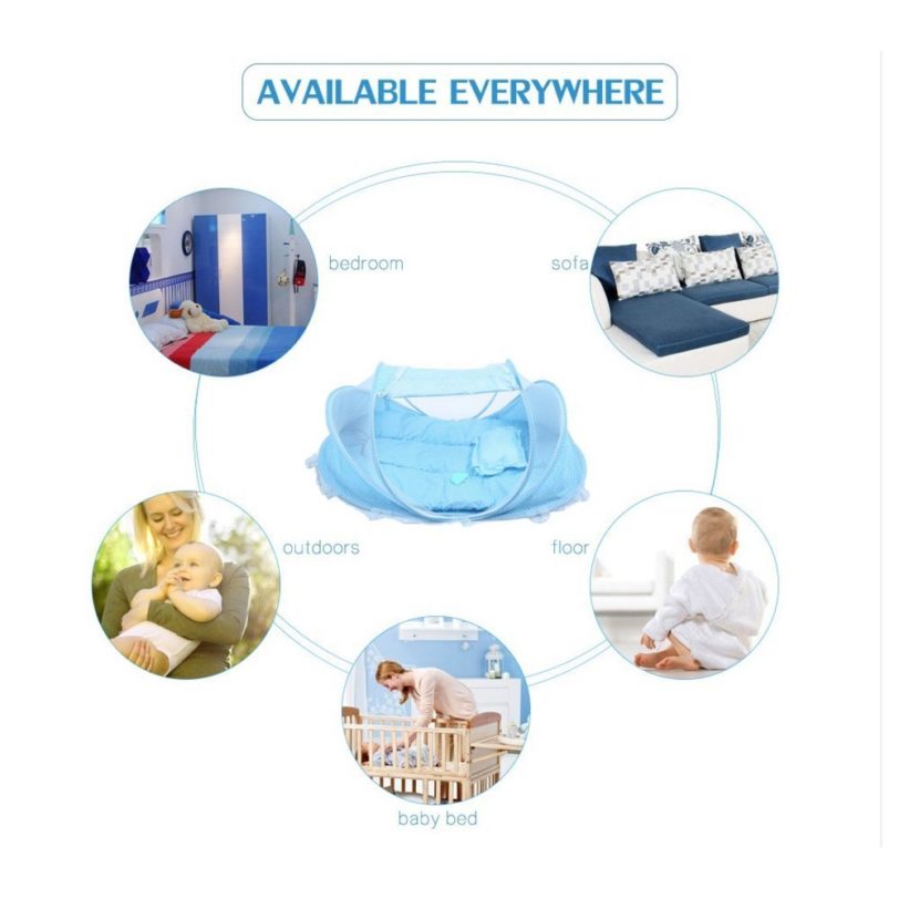 Baby Bedding Crib Netting Folding Baby Mosquito Nets Bed Mattress Pillow Three piece Suit For 0 1