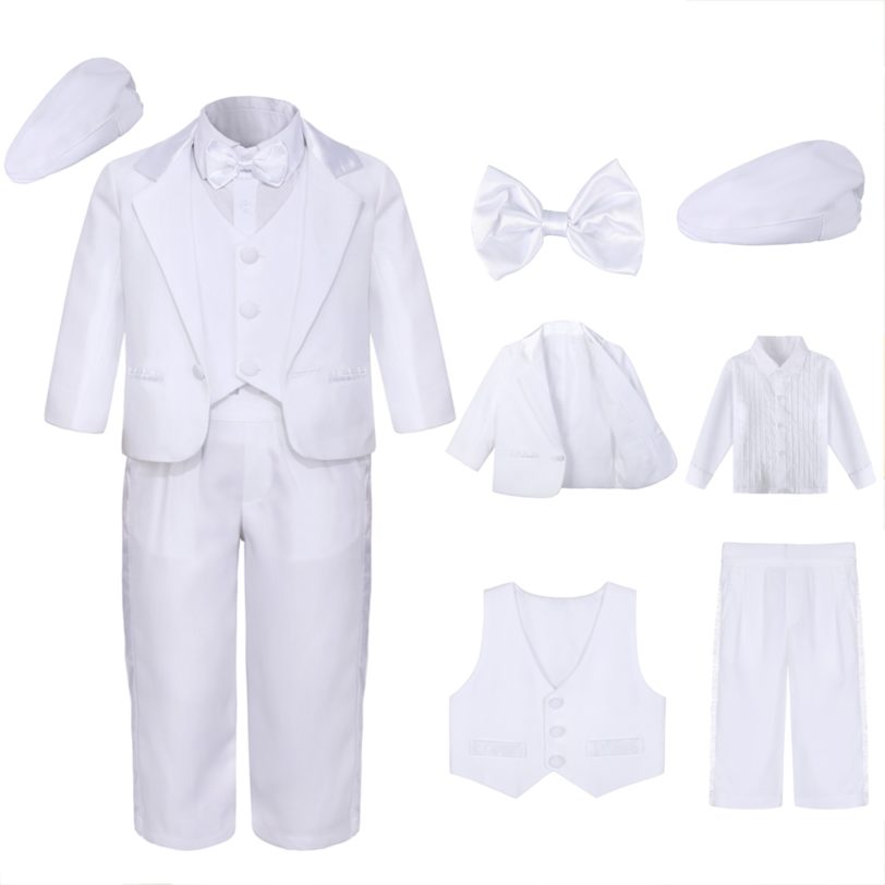 Baby Boys Baptism Christening Suit Infant Wedding Birthday Outfit Toddler Party Ceremony Blessing Photography Tuxedo 4 pcs - Image 2