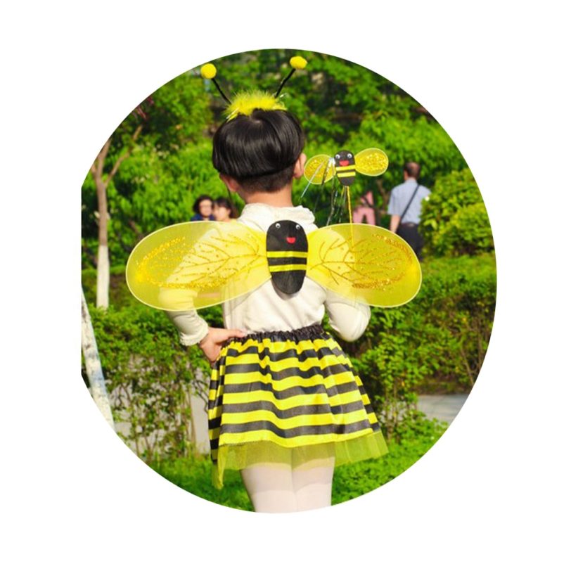 Bumble Bee Costume for Girls Kids, 4 Pieces Honeybee Fancy Dress Outfit - Fairy Wing, Headband, Wand, Tutu Skirt - Image 2