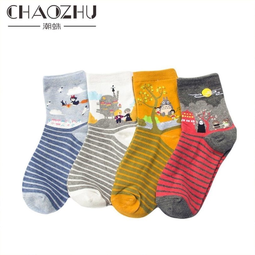 CHAOZHU japanese classic Hayao Miyazaki comic xmas gift birthday girls women cartoon socks My Neighbor Totoro/Spirited Away - Image 2