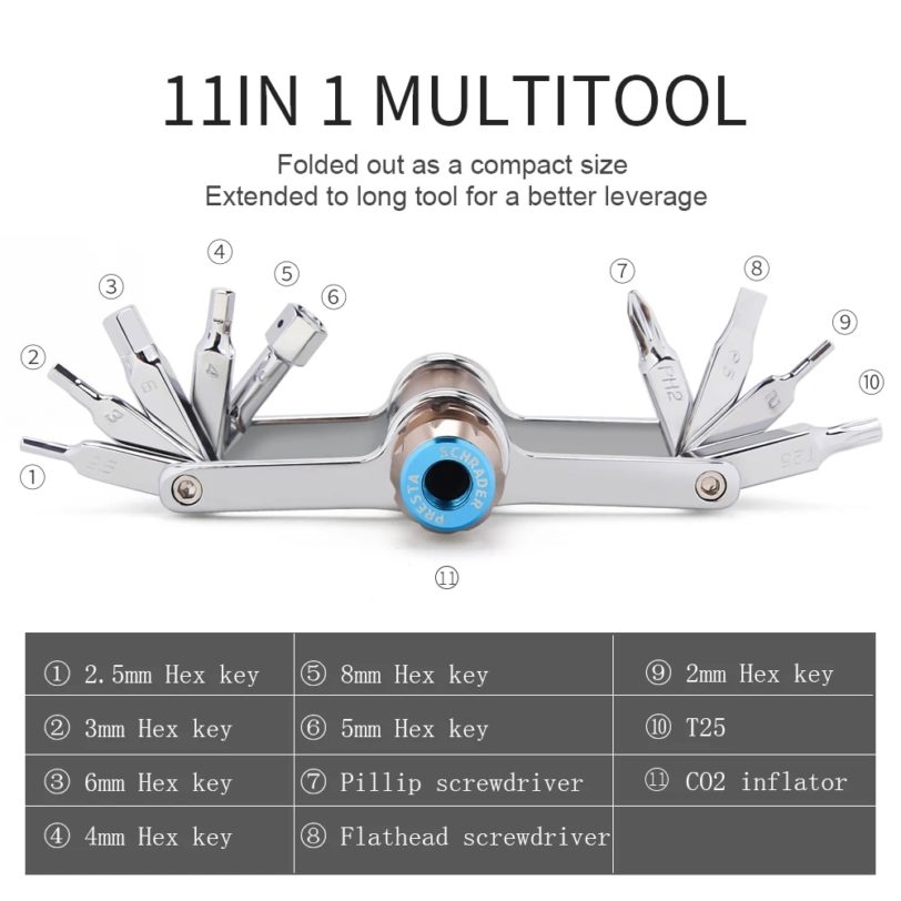 CXWXC 11in1/16in1 Bicycle Multi Repair Tools Kit MTB Allen Bits Screw Driver Cartridge Inflator Road Bike Mini Repair Tools Set - Image 2