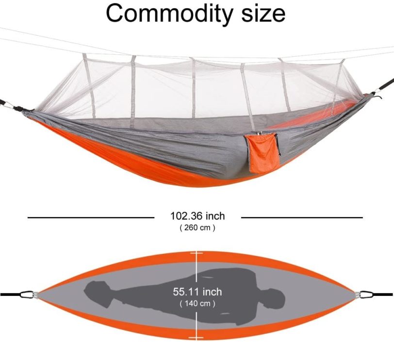 Camping/garden Hammock with Mosquito Net Outdoor Furniture 1-2 Person Portable Hanging Bed Strength Parachute Fabric Sleep Swing - Image 2