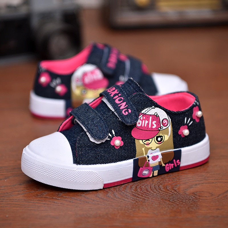 Canvas Denim Children s Shoes Cartoon Graffiti Children s Casual Shoes for Girls Comfortable Kids Flats 1