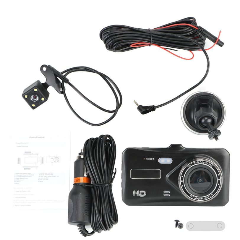 Car Video Recorder Dashcam DVR 4" HD 1080P Dash Cam G-sensor WDR Touch Screen Dual Lens Camera Auto Accessories - Image 2