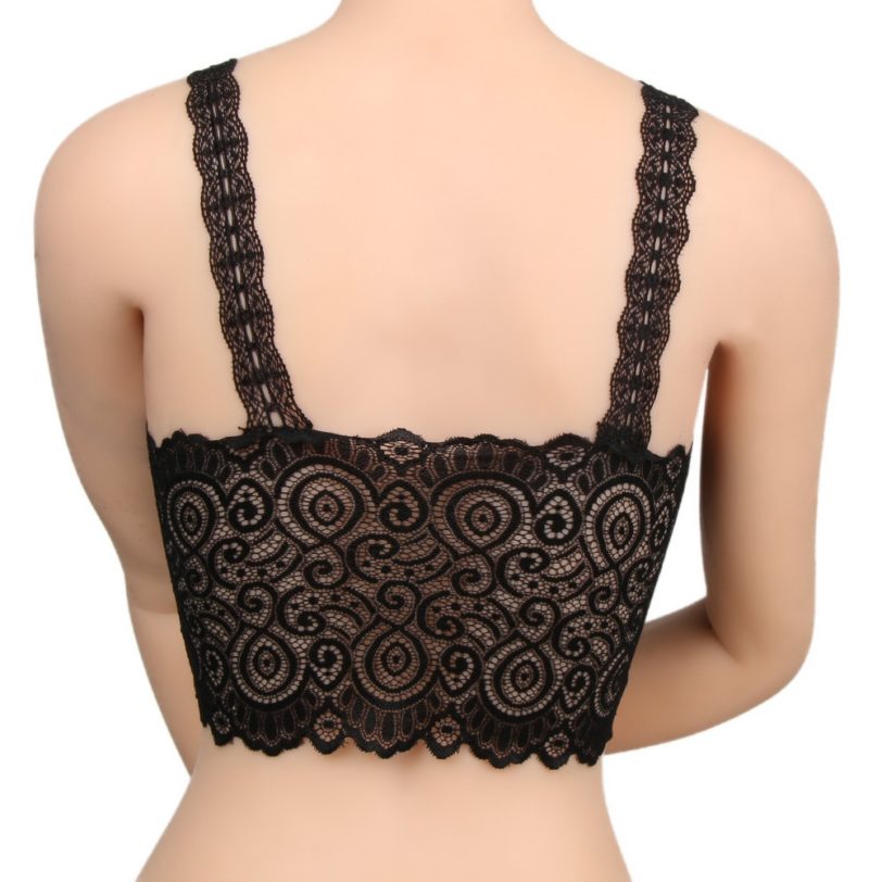 Casual Charming Women Black White Sexy Tank Tops Lace Floral Crochet Padded Bra Cotton Tank Tops