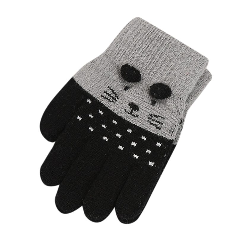 Cat Baby Mittens Knitted Patchwork Children Boys Girls Winter Cute Cartoon Animal Kids Gloves Warm Gloves New Варежки Детские - Image 3