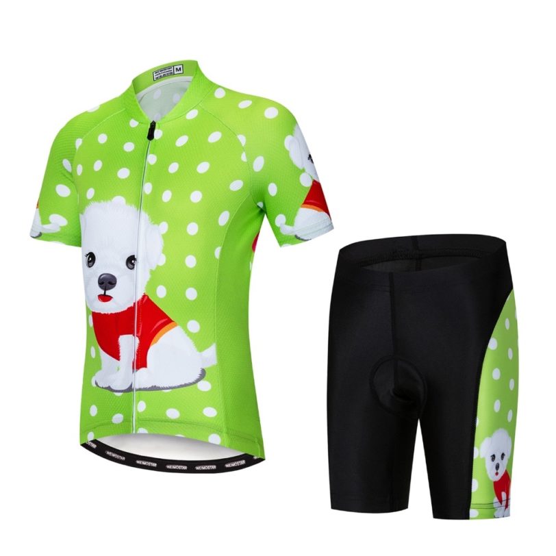 Children Bike Clothing Summer Cycling Jersey Sets Shorts Gel Padded Breathable Quick Dry boy Girl Kid Cycling Suits Pink Cat - Image 2