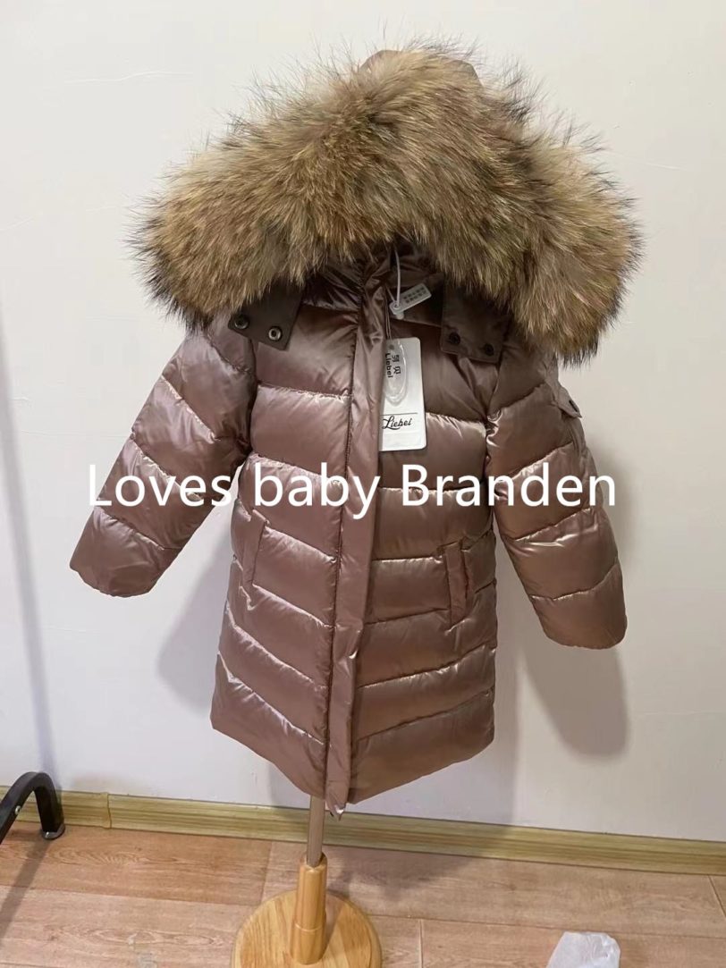 Children Girl boy Winter real fur thickened down jackets 90 down Long Coat jacket overcoat 1 1