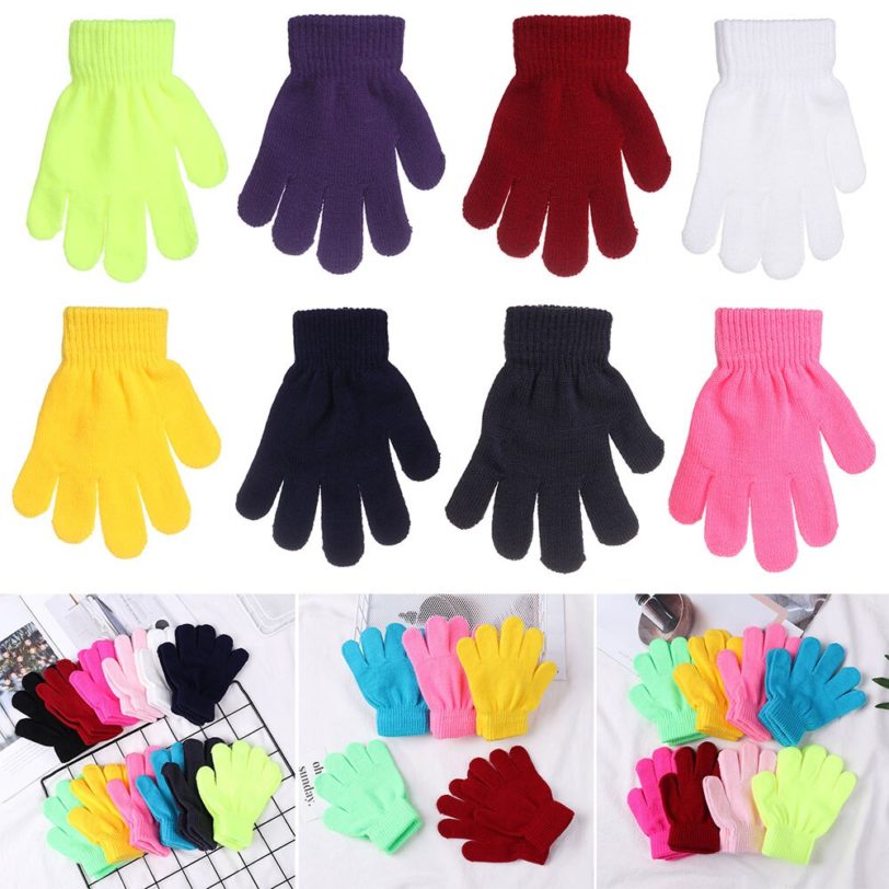 Children Gloves Student Magic Non-slip Rubber Winter Warm Stretch Gloves Boys Girls Sport Ski Cycling Fishing Slip Knit Gloves - Image 2