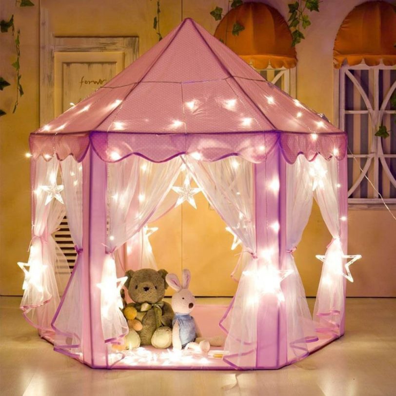 Children Princess Pink Castle Tents Portable Boys Girls Indoor Outdoor Garden Folding Play Tent Lodge Kids