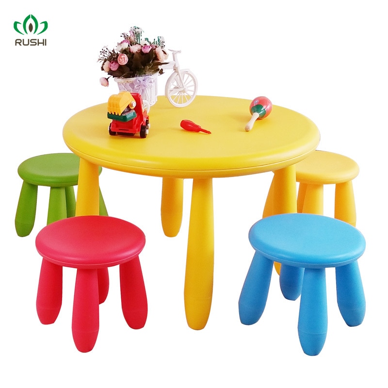 Children s Plastic Cartoon Small round Table Baby Play Toys Children s Table and Chair Set 1