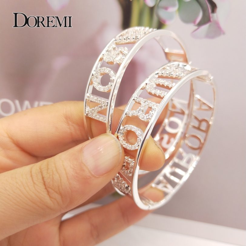 DOREMI Custom Zircon Name Bangles Closed Personality Custom Bracelet Jewelry Name Number Letters Custom Bracelet & Bangle Women - Image 2