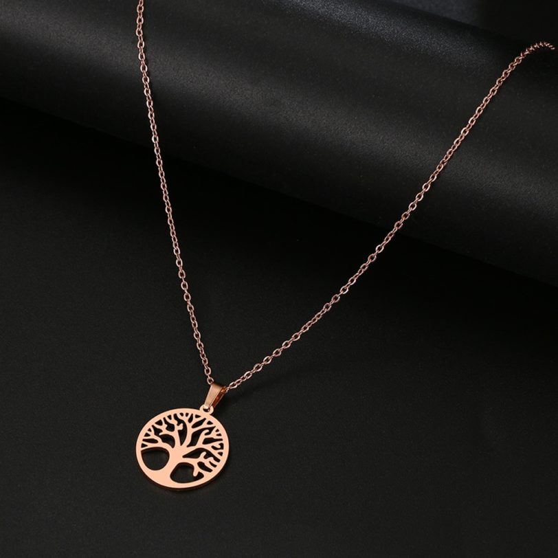 DOTIFI 316L Stainless Steel Necklace Hot Tree of Life Round Pendant Necklaces Bijoux Collier Elegant Women Girl Jewelry Gifts - Image 2