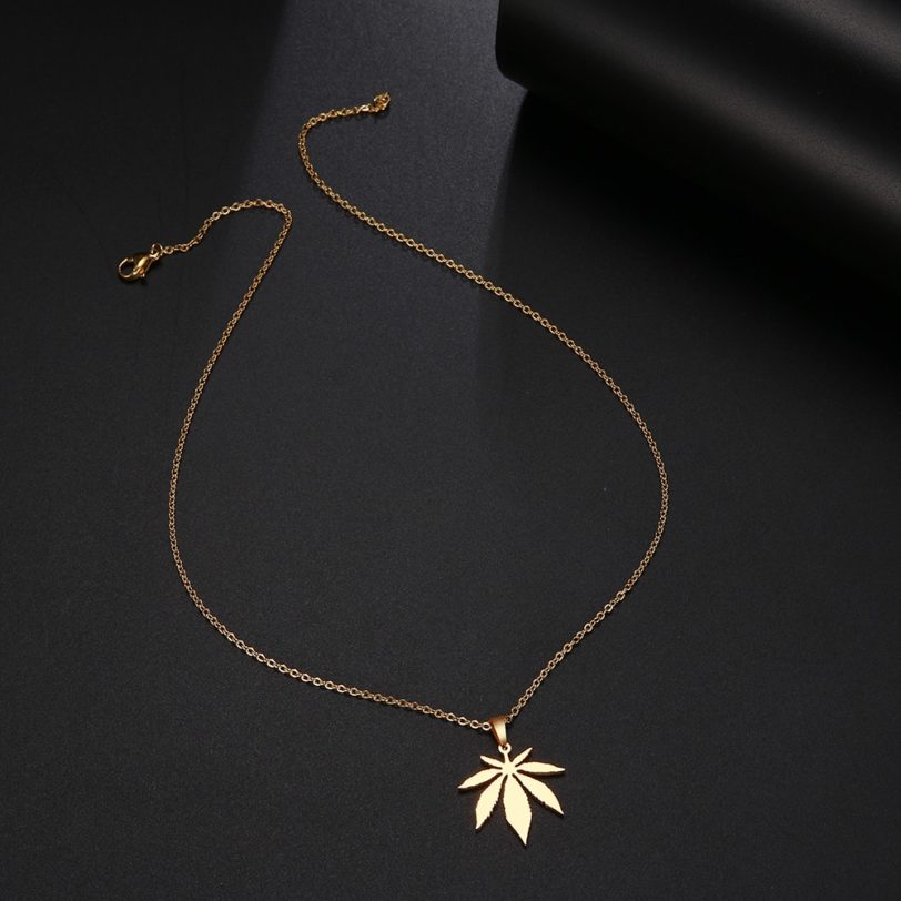 DOTIFI Stainless Steel Necklace For Women Man Maple Leaf Choker Pendant Chain Necklaces Engagement Jewelry korean Fashion NEW - Image 4