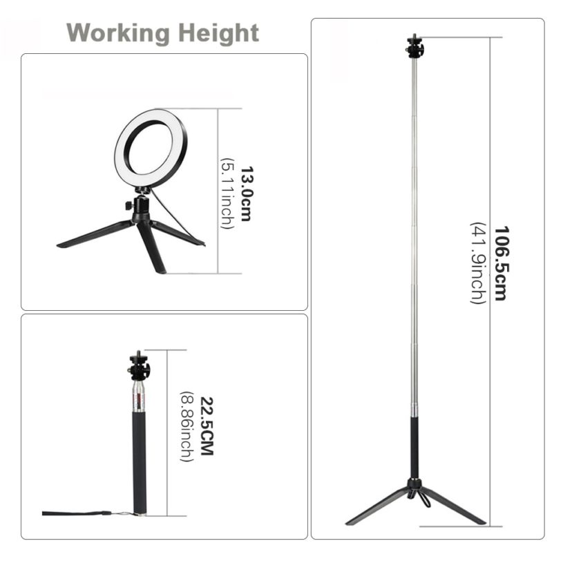 Dimmable LED Studio Camera Ring Light Photo Phone Video Light Annular Lamp With Tripods Selfie Stick Ring Fill Light For Canon - Image 2