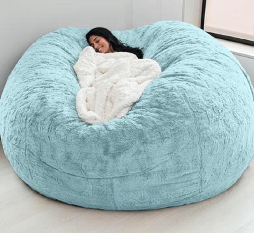 Dropshipping relax Giant Fluffy Fur Bean Bag Bed Slipcover Case Floor Seat Couch Futon Lazy Sofa Recliner Pouf sun loungers - Image 3