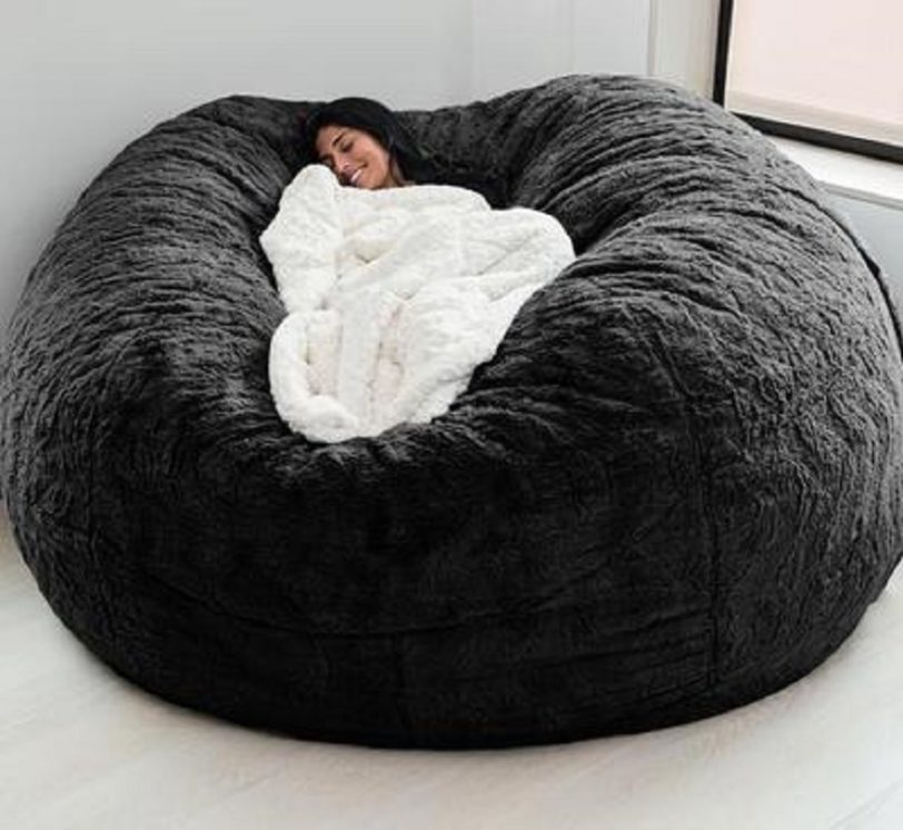 Dropshipping relax Giant Fluffy Fur Bean Bag Bed Slipcover Case Floor Seat Couch Futon Lazy Sofa Recliner Pouf sun loungers - Image 4