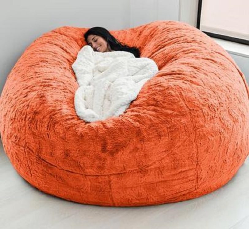 Dropshipping relax Giant Fluffy Fur Bean Bag Bed Slipcover Case Floor Seat Couch Futon Lazy Sofa Recliner Pouf sun loungers - Image 2