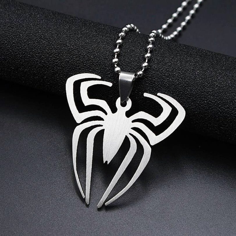 FIREBROS 20 24 Chain Silver Color High Polish Stainless Steel Spider Pendant Movie Anime Necklace Men