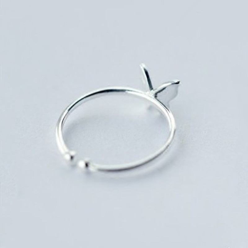Fashion Minimalist Silver Color Open Rings For Women Personality Small Fresh Butterfly Adjustable Finger Ring Girl