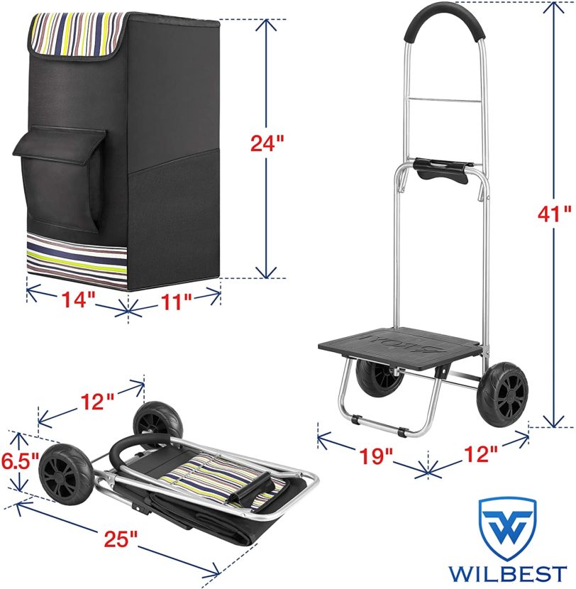 Foldable Shopping Trolley Cart On Silent Wheels Waterproof Shopping Bag Woman Market Shopping