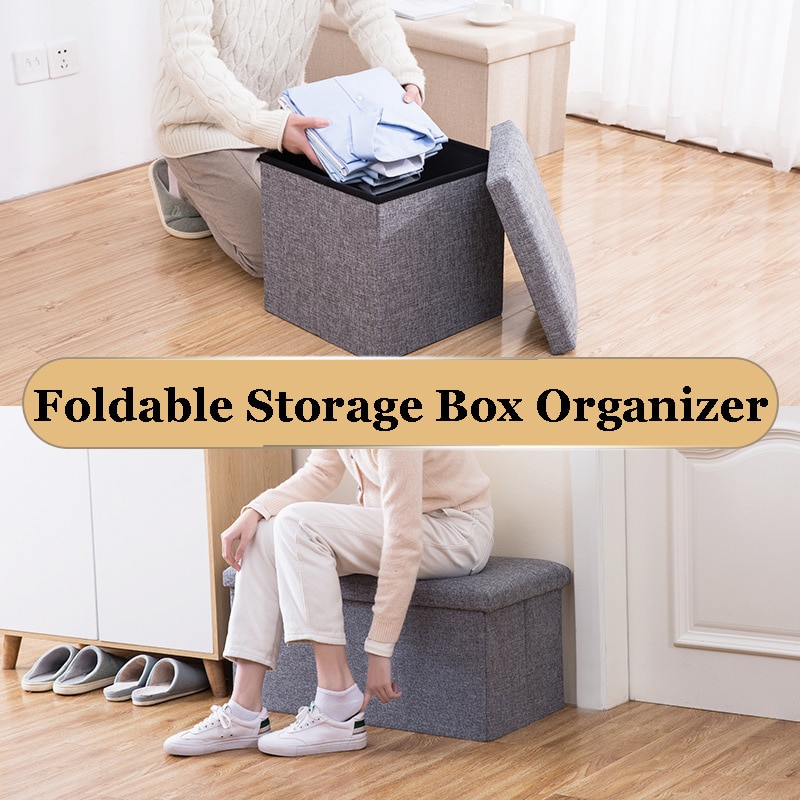 Foldable Storage Organizer Box Bins With Lid Home Ottoman Bench Stool Large Container For Toys Clothes 1