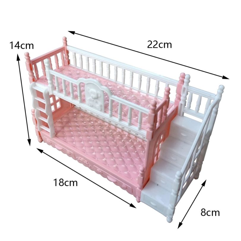 For Barbie Doll Accessories Simulation European furniture princess double bed with stairs Toys For BJD Doll Children play house - Image 3