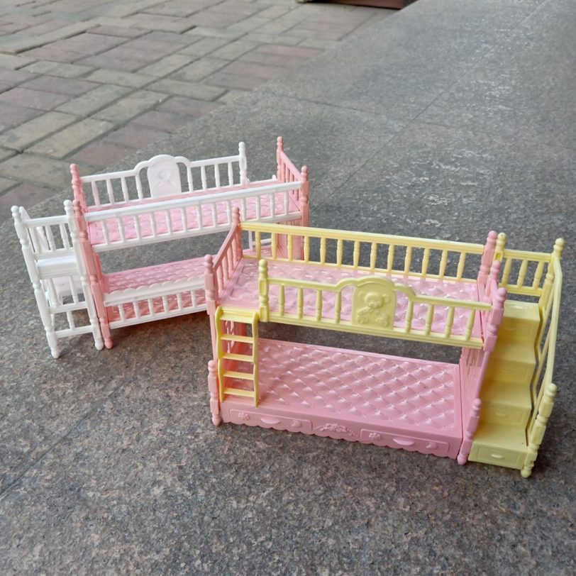 For Barbie Doll Accessories Simulation European furniture princess double bed with stairs Toys For BJD Doll Children play house - Image 2