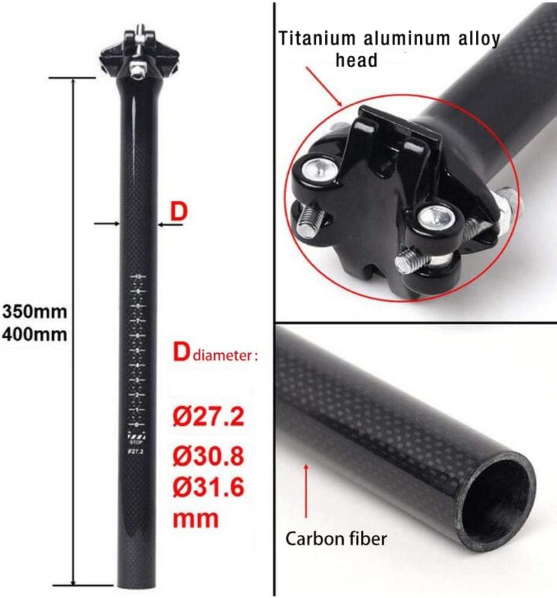 Full 3k Carbon Bicycle Seatpost Fiber Superlight Titanium MTB Road Bike Seat Post Parts 27.2/30.8/31.6 x 350/400 MM - Image 5