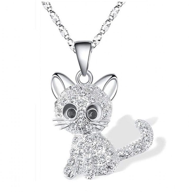 Girls Cute Cat Pendant Necklace for Women Children Fashion Colorful Crystal Cartoon Animal Necklaces Jewelry Gifts - Image 3