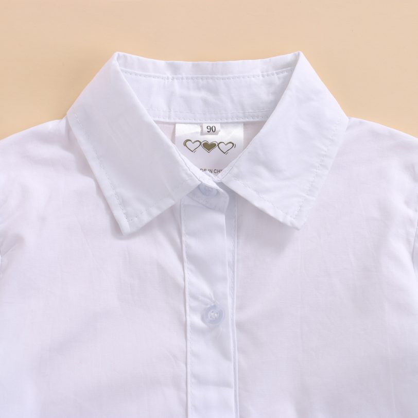 Girls Fashion Clothing Sets Children Kids Baby Girls Solid White Long Sleeve Shirt Dress Denim Vest 1