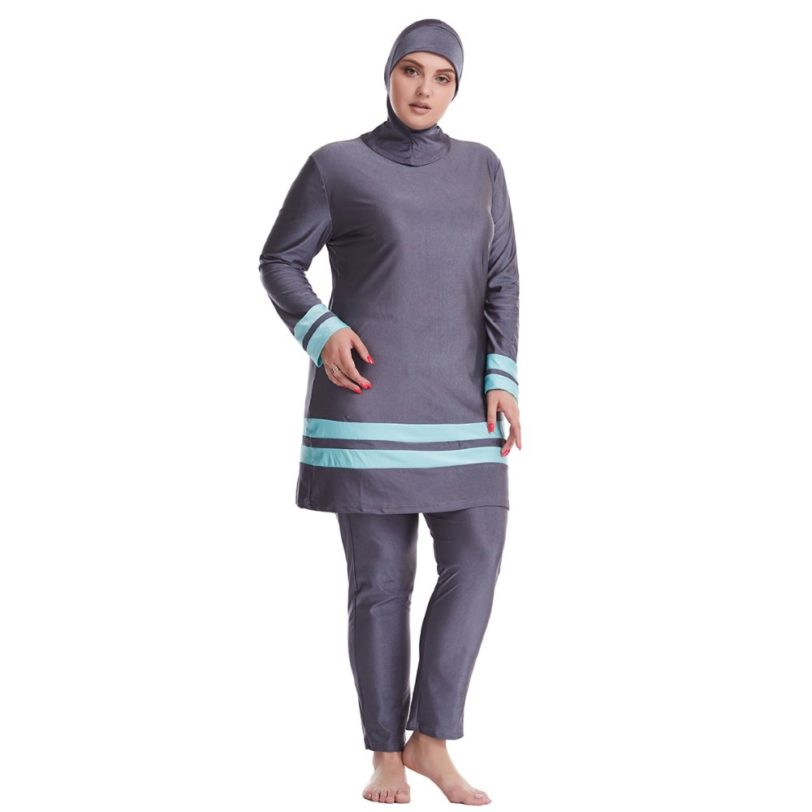 HAOFAN Muslim Swimwear Islamic Full Cover Modesty Plus Size Summer Beach Swim Wear Arab Women Beachwear