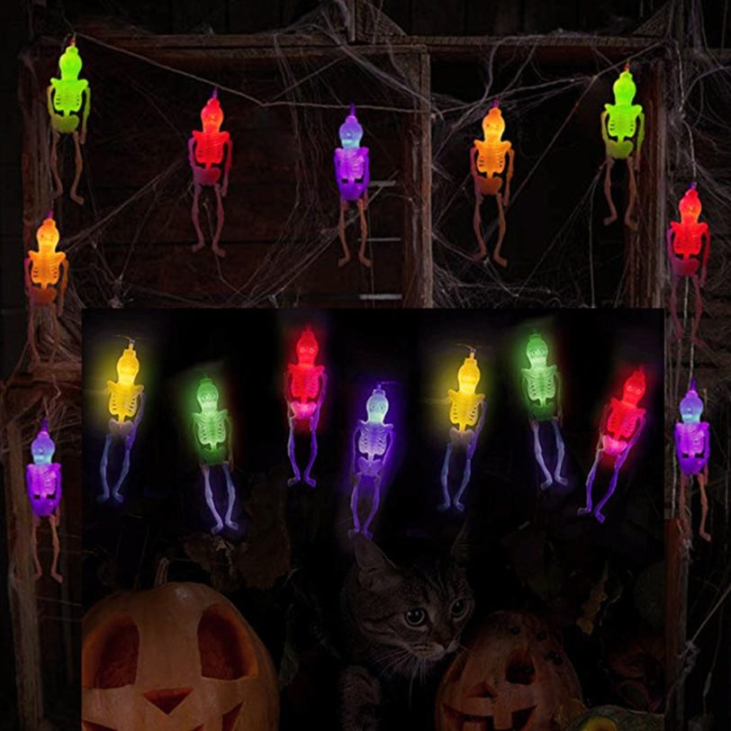 Halloween Lights String 10/20 LED Pumpkin Spider Bat Skull Light Battery Operated for Indoor Outdoor Holiday Party Decorations - Image 4