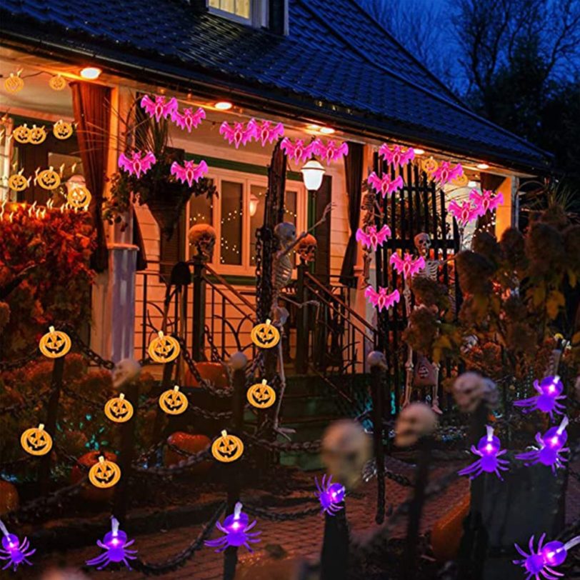 Halloween Lights String 10/20 LED Pumpkin Spider Bat Skull Light Battery Operated for Indoor Outdoor Holiday Party Decorations - Image 5