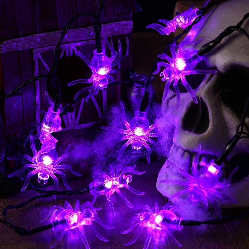 Halloween Lights String 10/20 LED Pumpkin Spider Bat Skull Light Battery Operated for Indoor Outdoor Holiday Party Decorations - Image 2