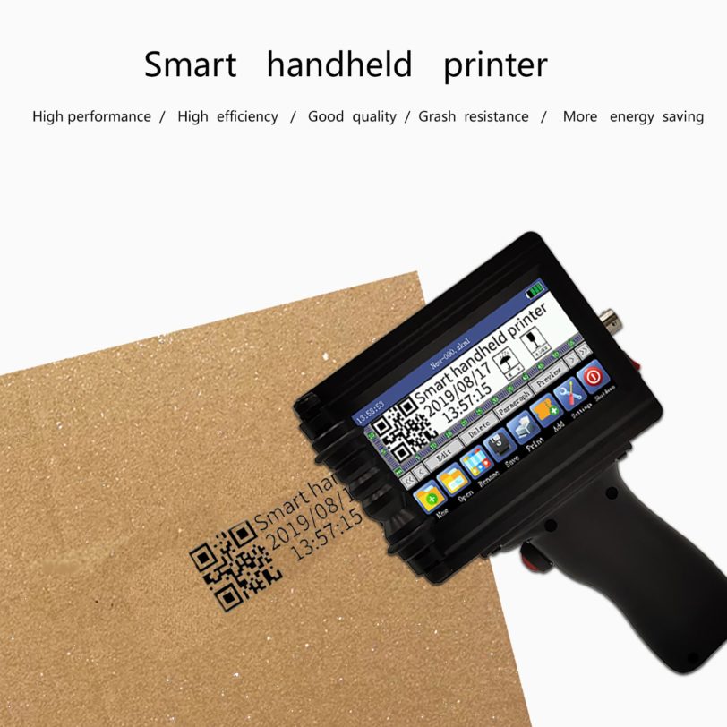 Handheld Inkjet Printer with 4 3 Inch LED Screen Inkjet Coding Machine for Label font height 1