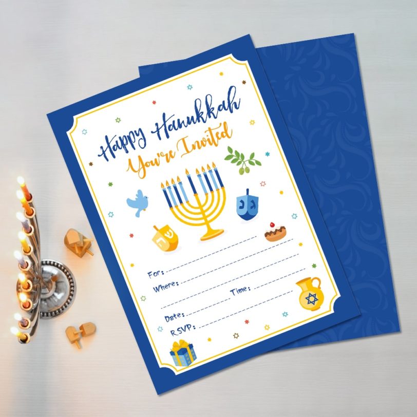 Happy Hanukkah Theme Party Invitations Cards Decorations Chanukah Theme Party Invitations Party Favors - Image 2