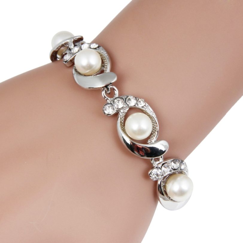 Hesiod Brand New Imitation Pearl Bracelet Women Fashion Trendy Gold Silver Color Chain Crystal Bracelet Alloy Adjustable - Image 3