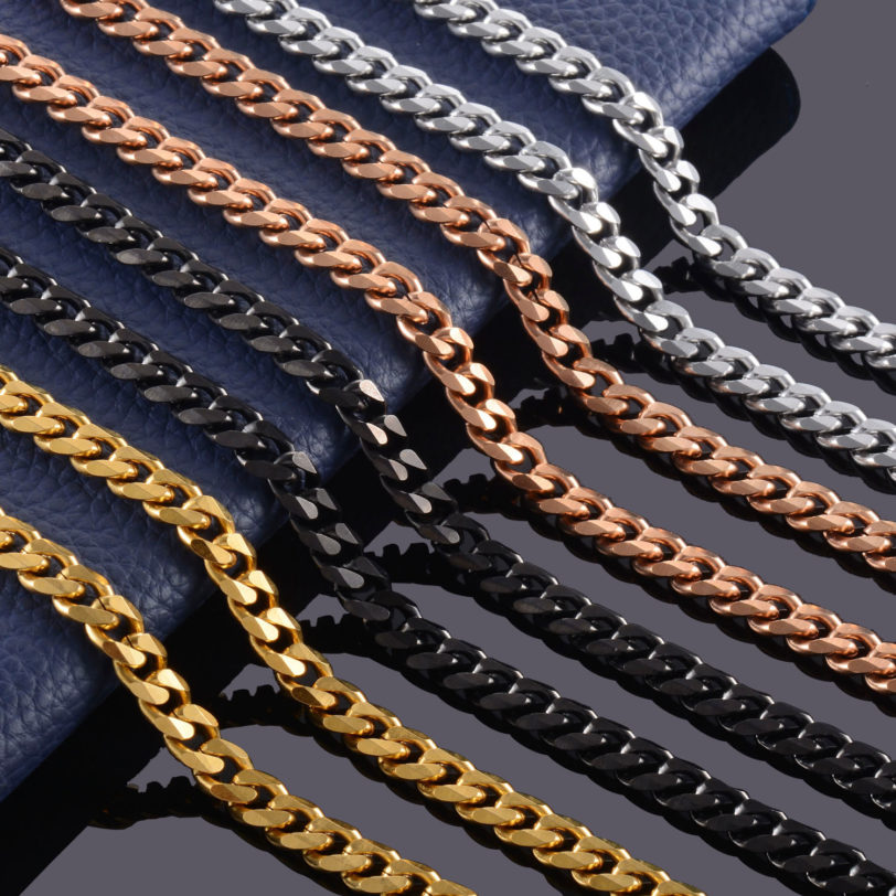 High Quality Width 3.5mm/ 5mm/7mm Stainless Steel Gold Cuban Chain Waterproof Men woman Curb Link Necklace Various Sizes - Image 4