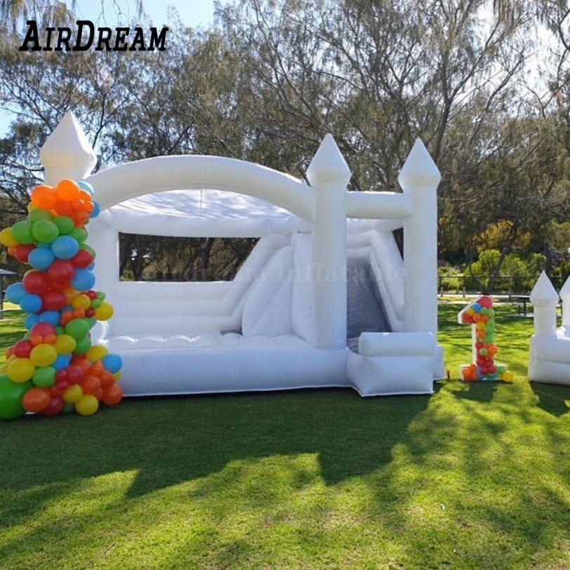 High quality Inflatable Jump House Wedding Bouncy Castle with ball pit With Slide Combo Inflatable white Bounce House Combine - Image 2