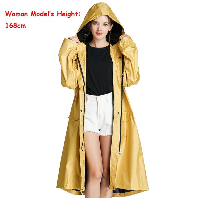 High quality new fashion girls waterproof long women rain jacket coats hooded for outdoor hiking cycling - Image 2