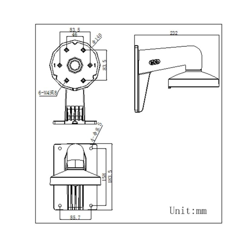 Hikvision High Quality Wall Mount Bracket DS-1273ZJ-PT6 CCTV Camera Support for PTZ Dome Camera DS-2DE3304W-DE - Image 5