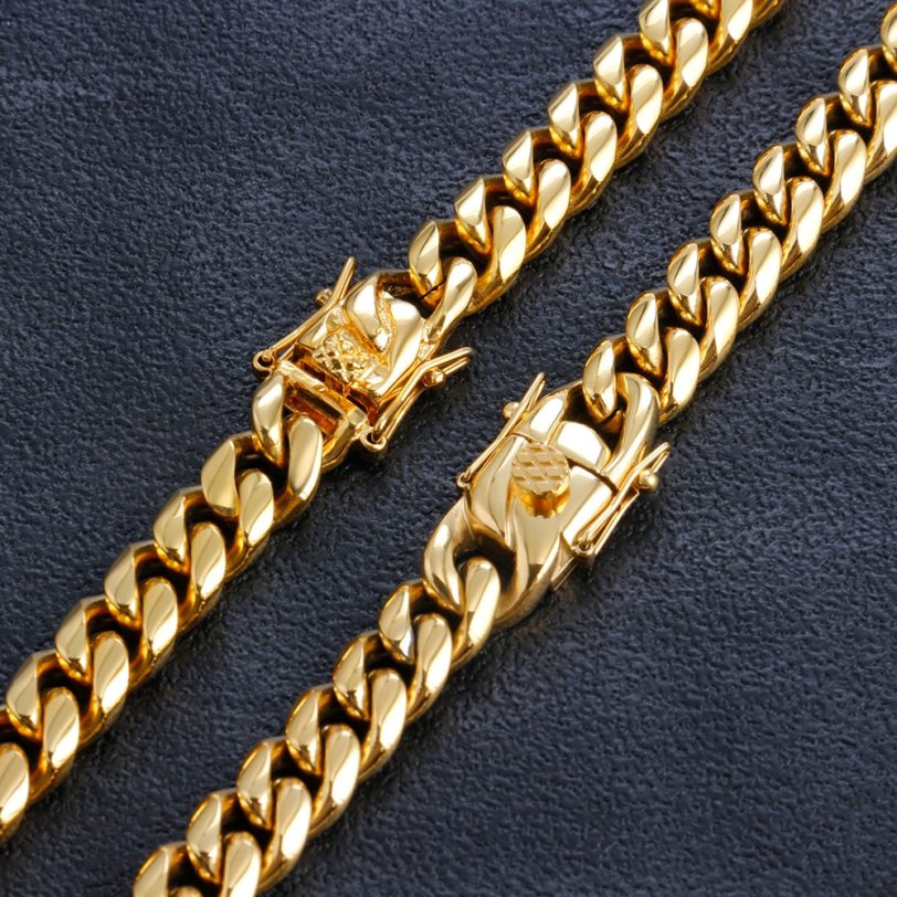 Hip-Hop Golden Curb Cuban Link Chain Stainless Steel Necklace for Men and Women Gold Silver Color Bracelet Fashion Jewelry - Image 2