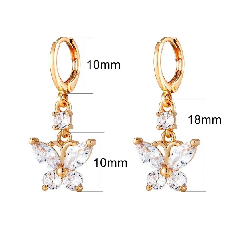 Huggie Hoop Earrings for Women CZ Crystal Butterfly Earrings Hypoallergenic Gold Plated Colorful Earrings for Girls