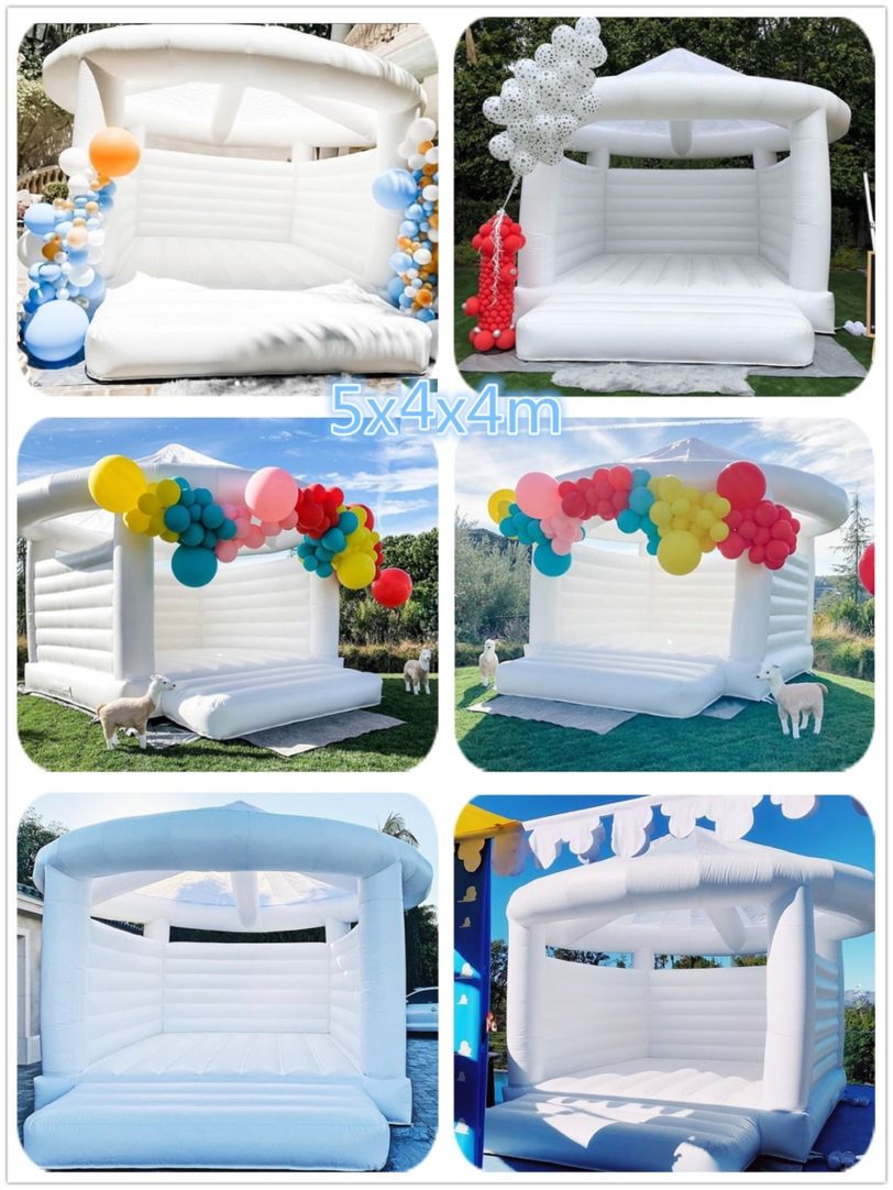 Inflatable White Wedding Jumper 0 55mm PVC Inflatable Bouncy Castle Moon Bounce House Bridal Bounce Wedding 1