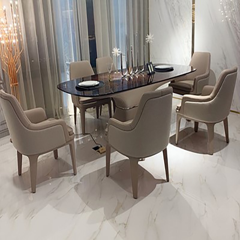 Italian light luxury post modern Bentley oval dining table Italian Nordic style villa dining table dining