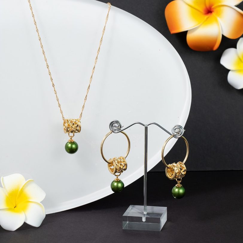 Jewelry Sets Hawaiian Gold Polynesian Pendant Women s Pearl Necklace Hoop Earrings Set Necklace Sets for