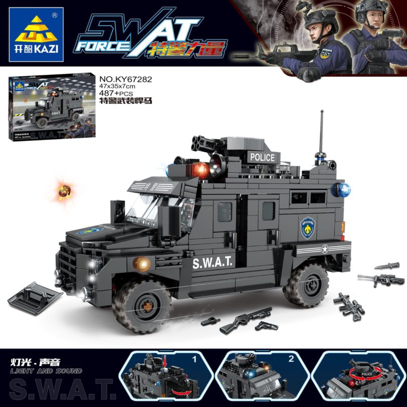 KAZI Children's Armored Car Building Blocks Assembled Toy Boy 9 Military 6 Police Series 6-8 Years Old 10 Tank - Image 2